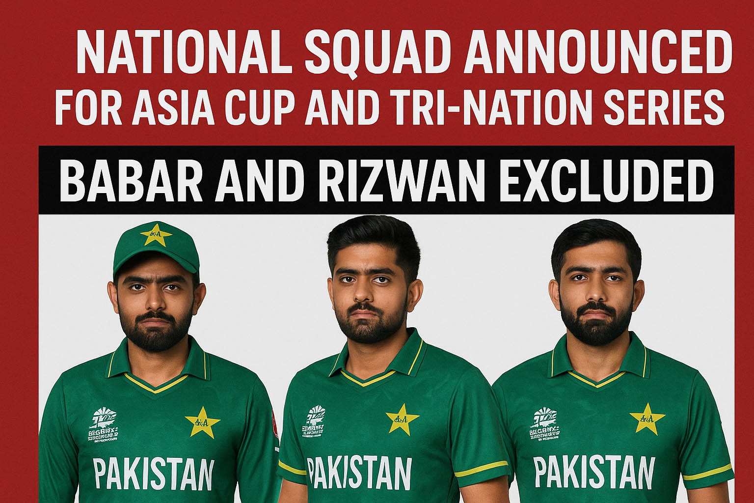 National Squad Announced for Asia Cup and Tri-Nation Series, Babar and Rizwan Excluded